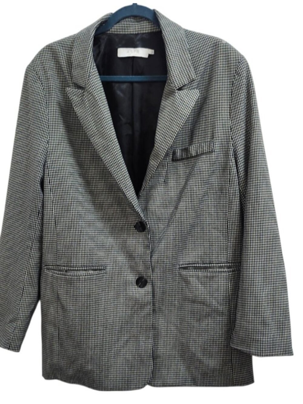 ASTR The Label Houndstooth Blazer Women L Black White Check Tailored Jacket - Picture 2 of 10